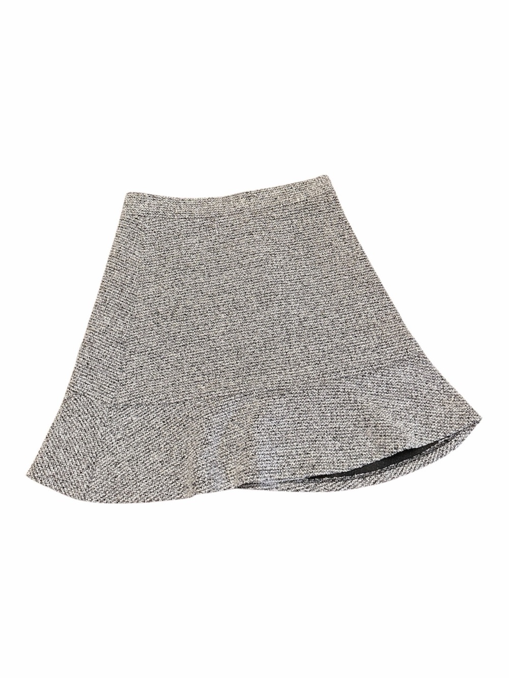 LOFT Black & White Tweed Knit Flounce Hem Mini Skirt Lined XS
